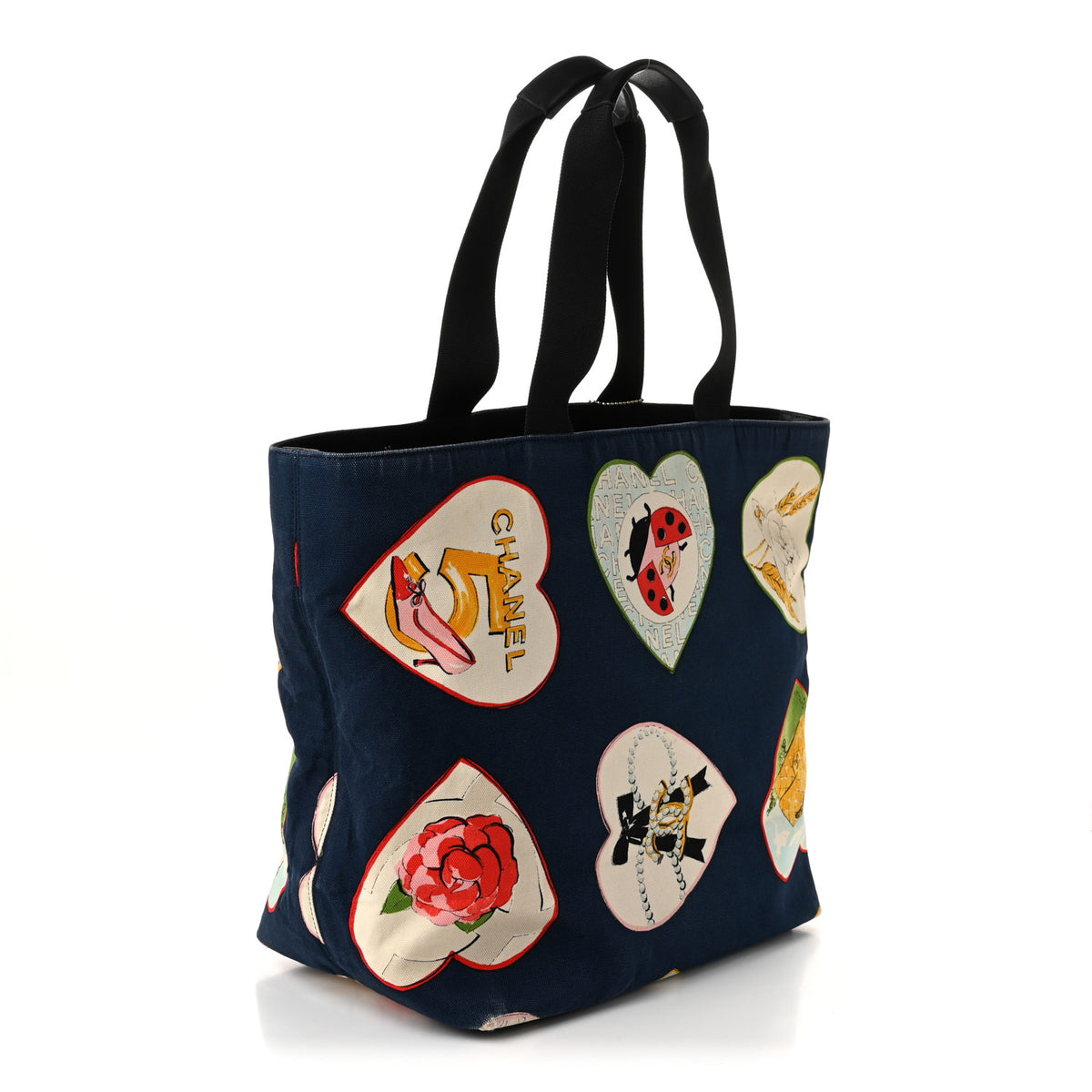 Canvas Coco Hearts Print Tote Blue