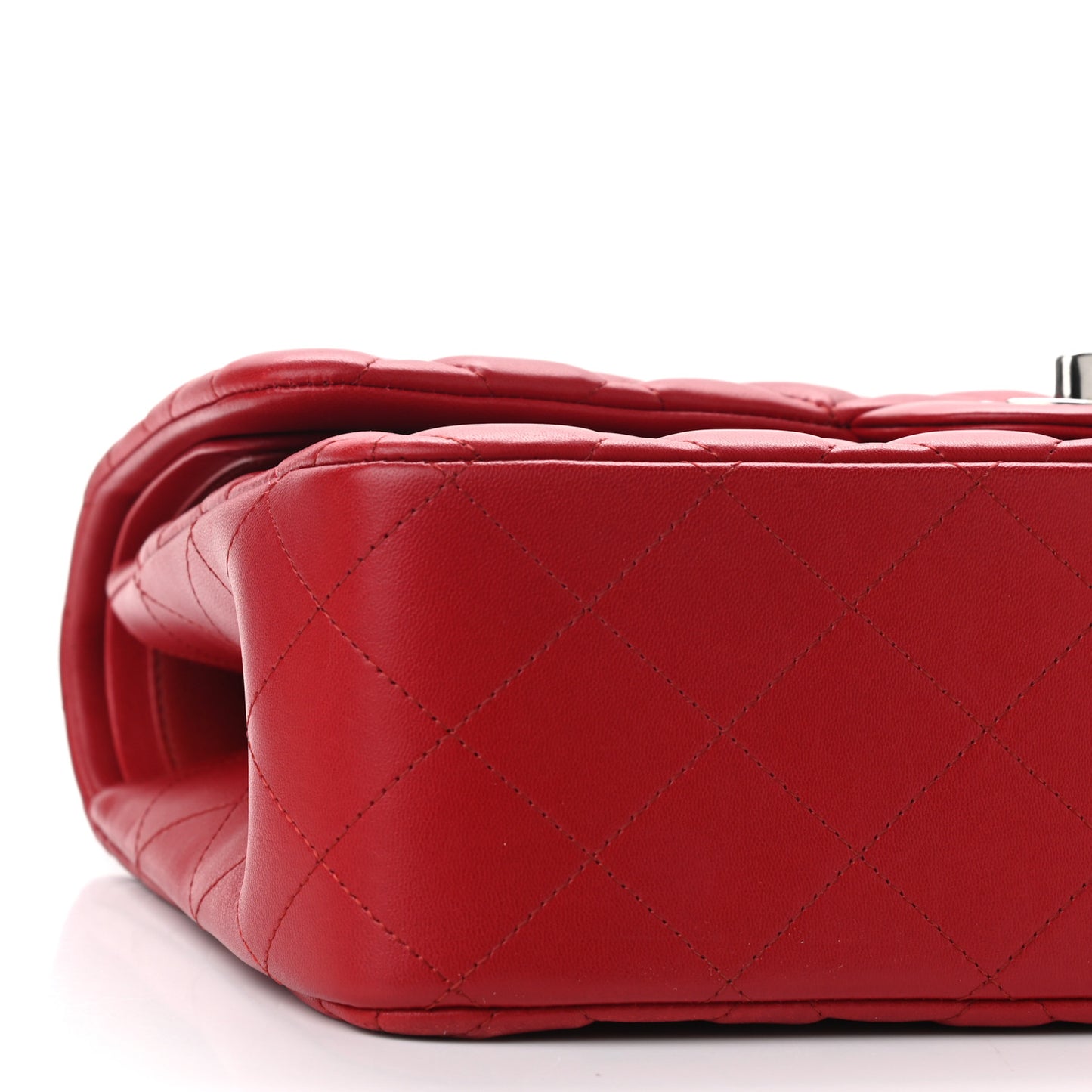 Lambskin Quilted Jumbo Double Flap Red