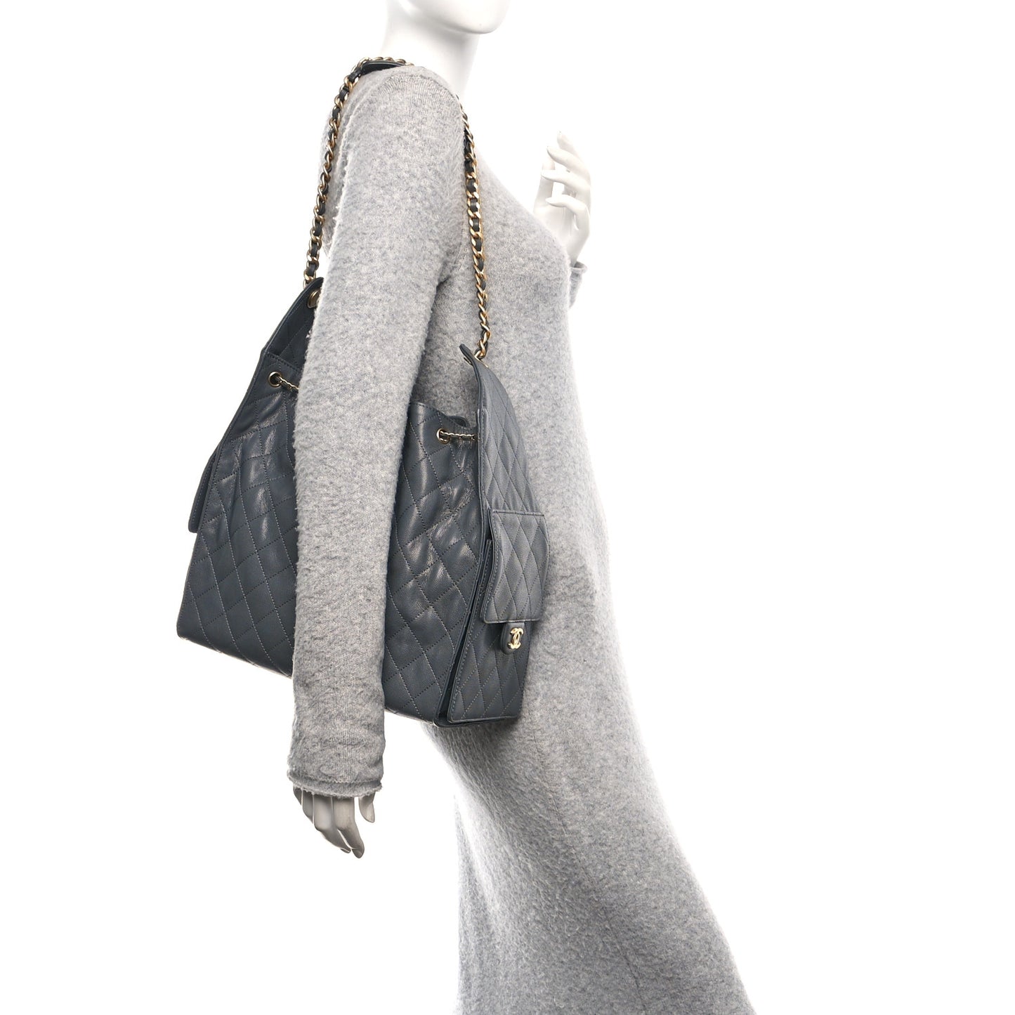 Caviar Quilted Medium Chanel 25 Handbag Dark Grey