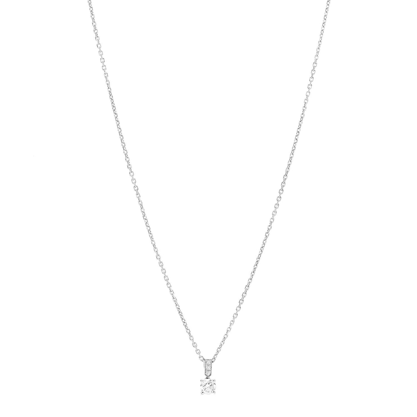18K White Gold Diamond Elegance Solitaire Pendant Necklace