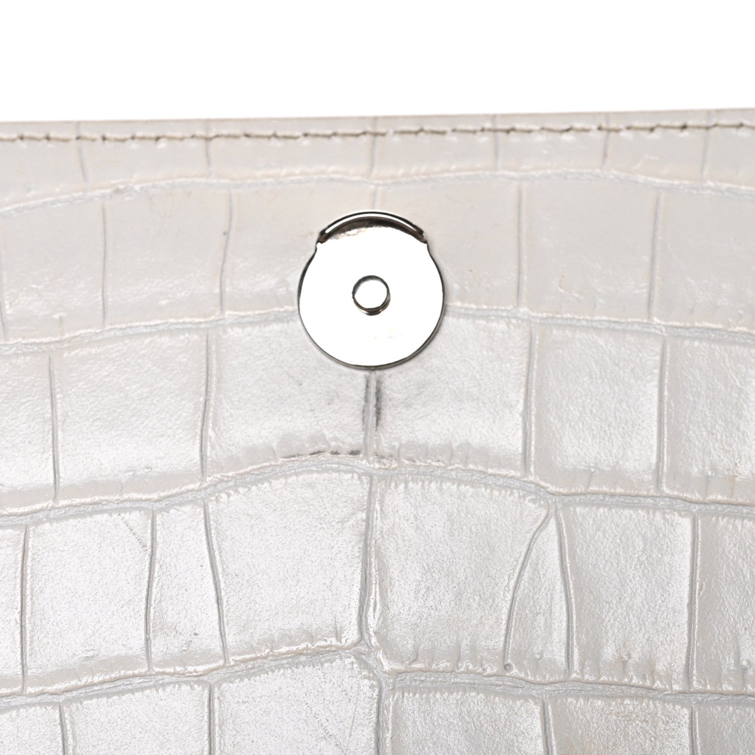 Saint Laurent Calfskin Crocodile Embossed Medium Monogram Sunset Blanc Vintage 8 of 10
