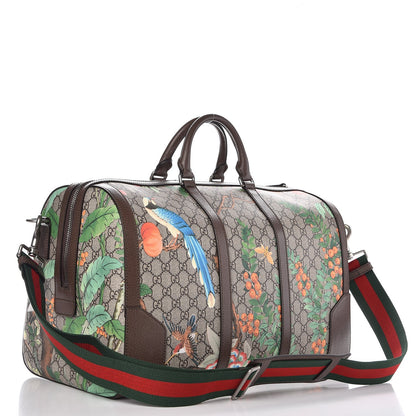Gucci GG Supreme Monogram Tian Web Medium Duffle Beige Multicolor New Acero 3 of 8