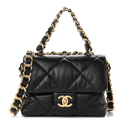 Chanel Lambskin Quilted Small Chain Top Handle Flap Black 1 of 10