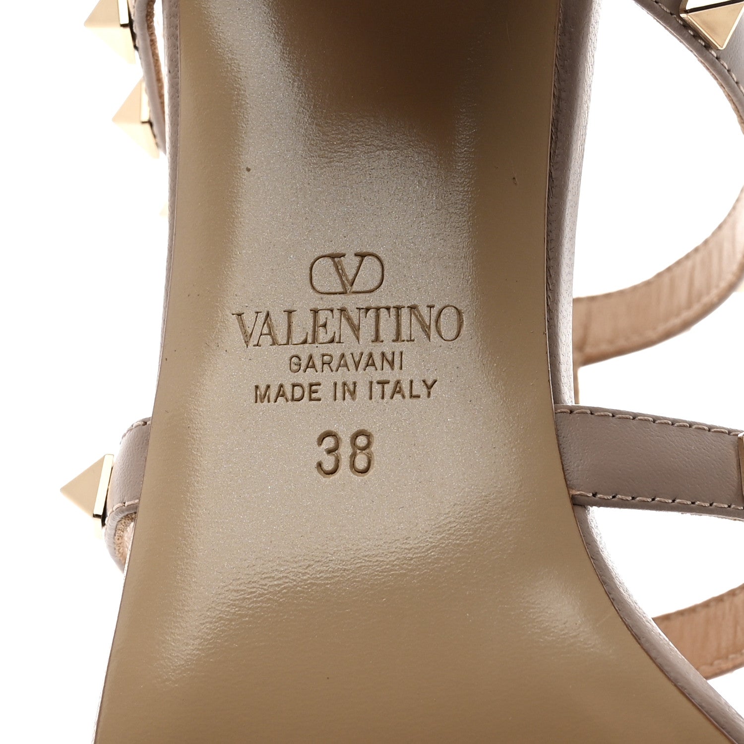Valentino Garavani Calfskin Rockstud 60mm Caged Slide Sandals 38 Poudre 8 of 9