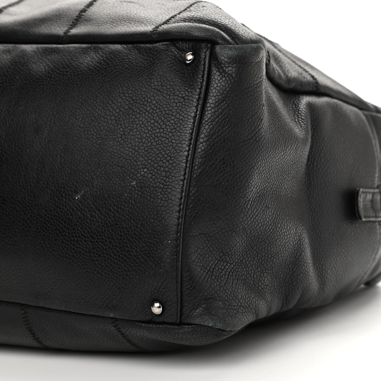 Caviar Square Stitched Large Tote Black