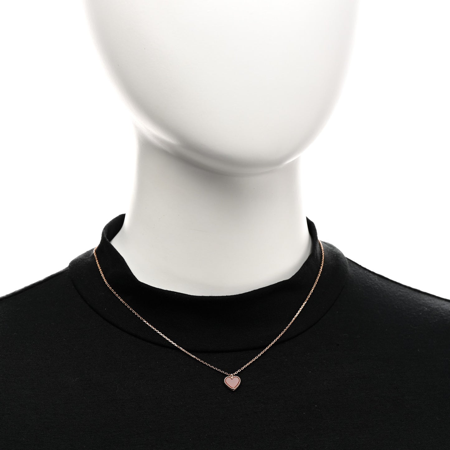 18k Rose Gold Carnelian Sweet Alhambra Heart Pendant Necklace