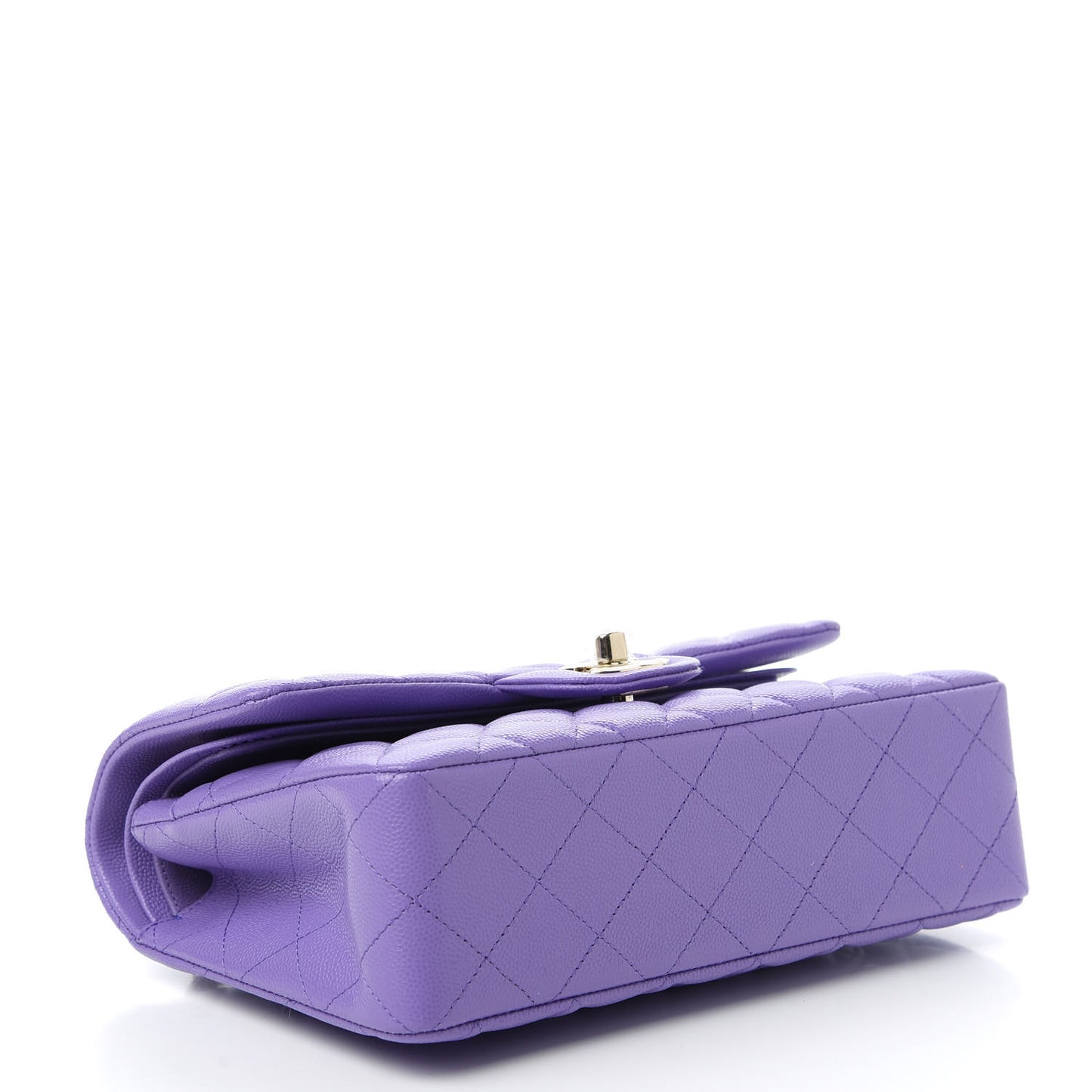 Caviar Quilted Small Double Flap Purple