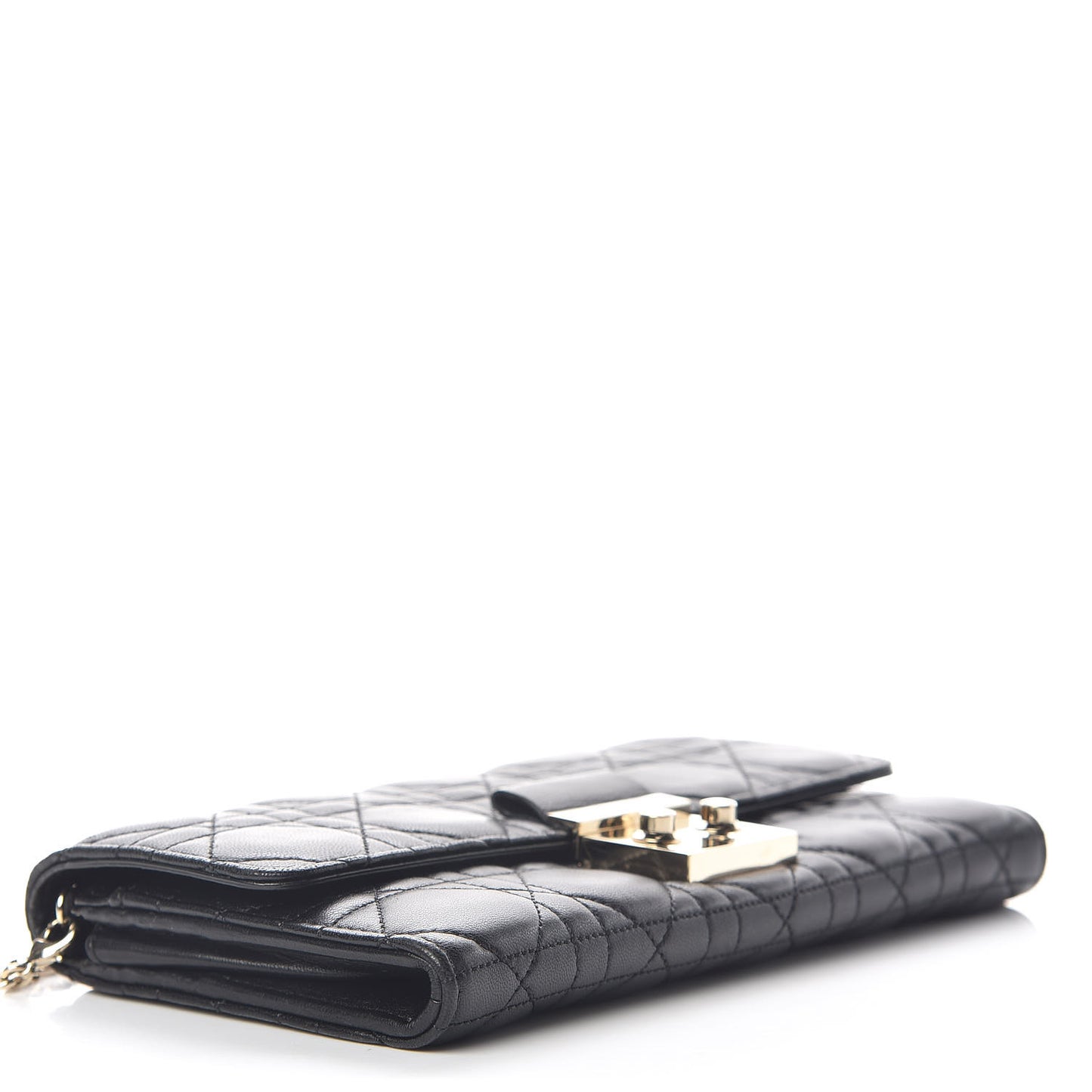 Lambskin Cannage Miss Dior Chain Wallet Black