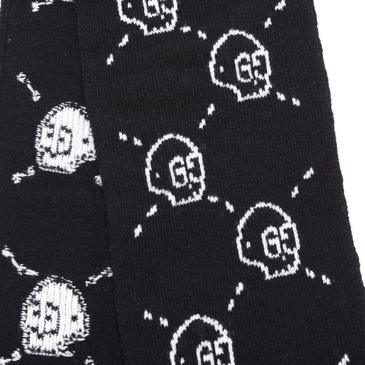 Wool Tricot GG Hamlet Scarf Black White