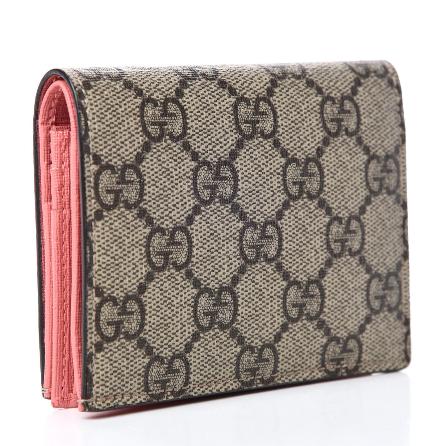GG Supreme Monogram Face Embroidered Card Case Wallet Pink