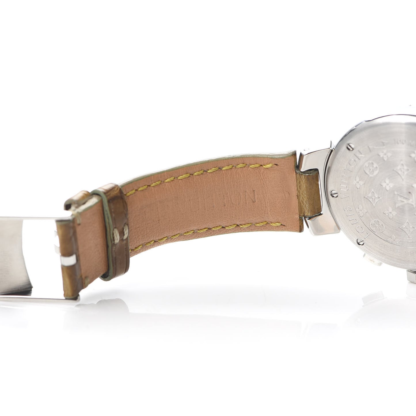 Stainless Steel Alligator 34mm Tambour Chronograph Quartz Watch Champagne
