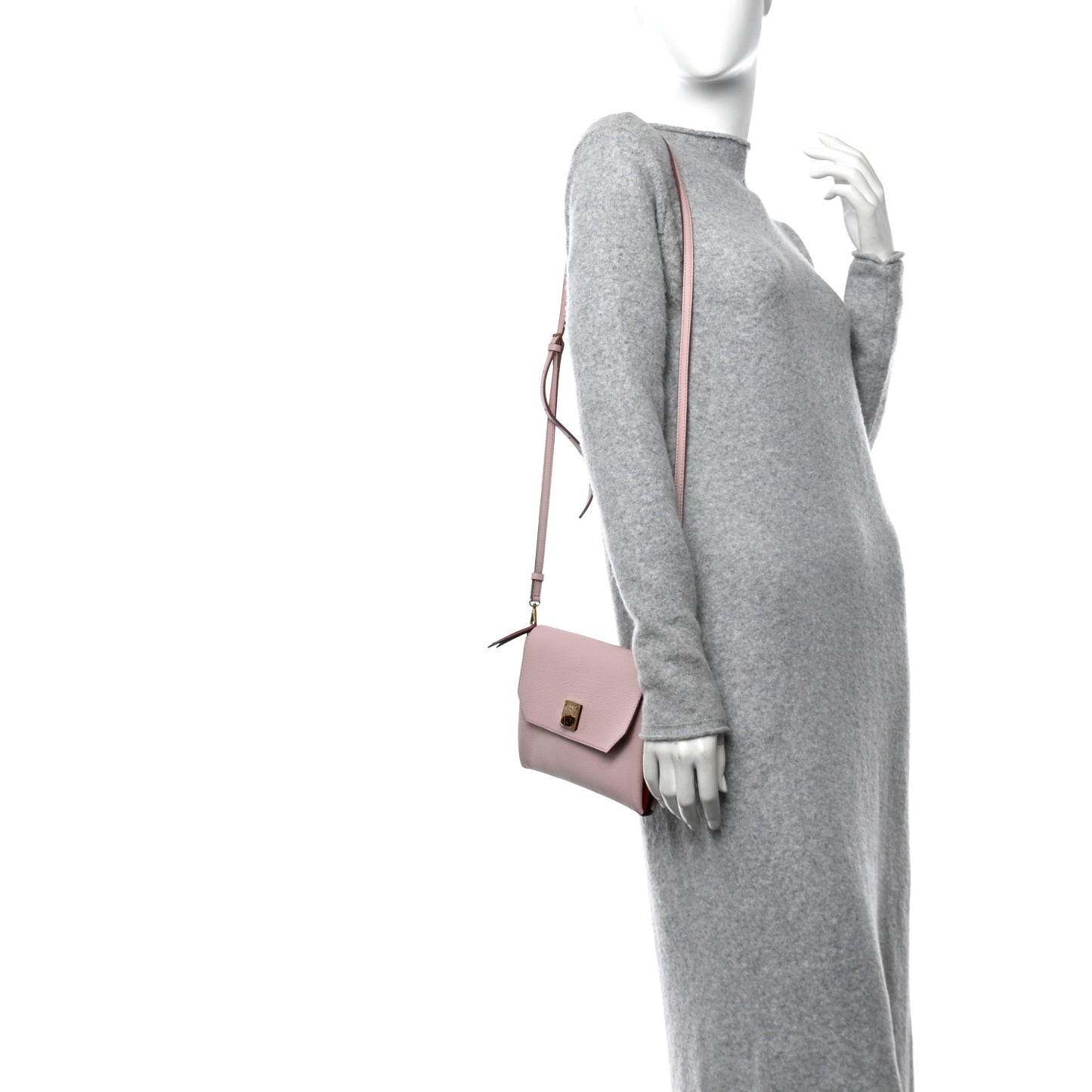 Grained Calfskin Small Milla Clutch Pale Mauve