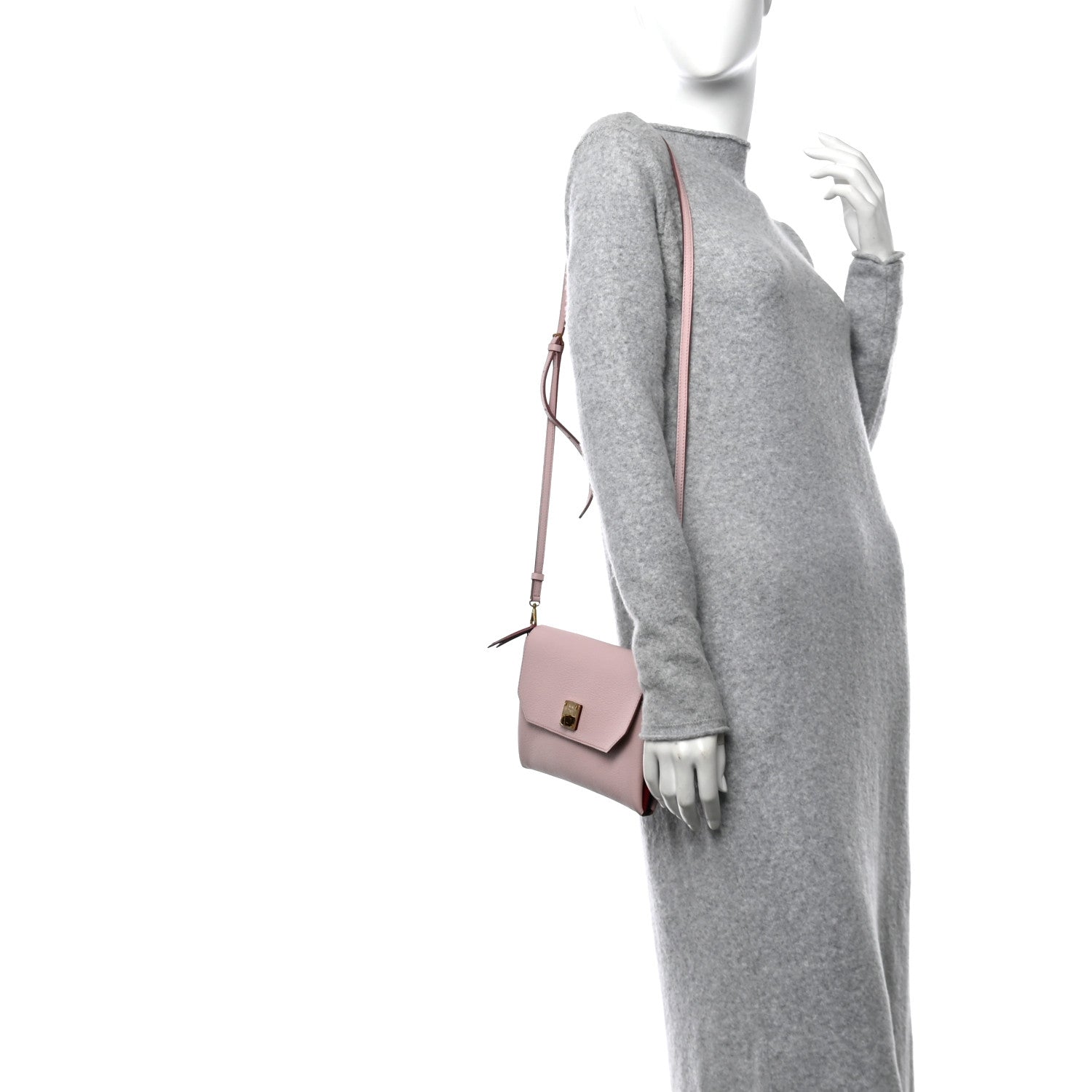 MCM Grained Calfskin Small Milla Clutch Pale Mauve 2 of 9