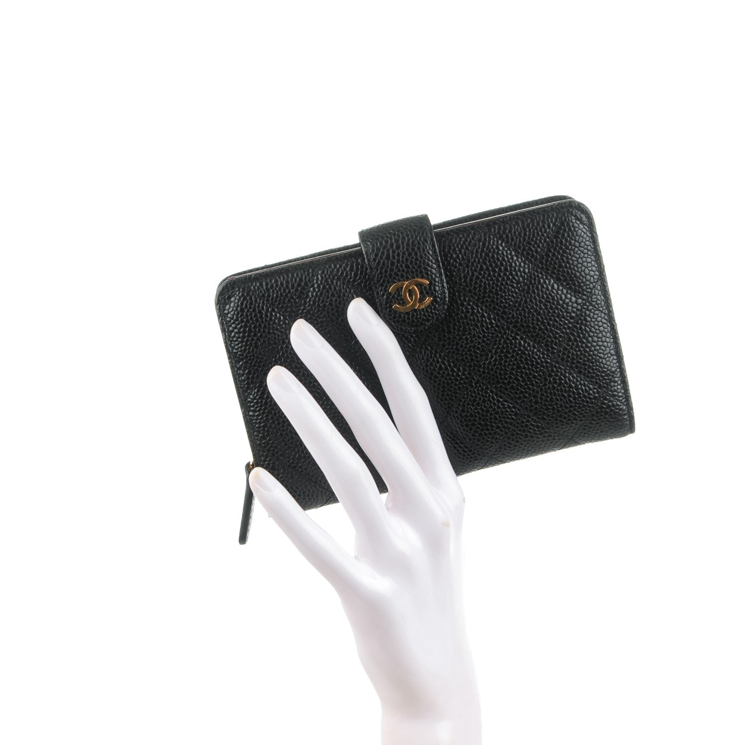 Chanel Caviar Quilted Zipped Pocket Wallet Black 2 of 8