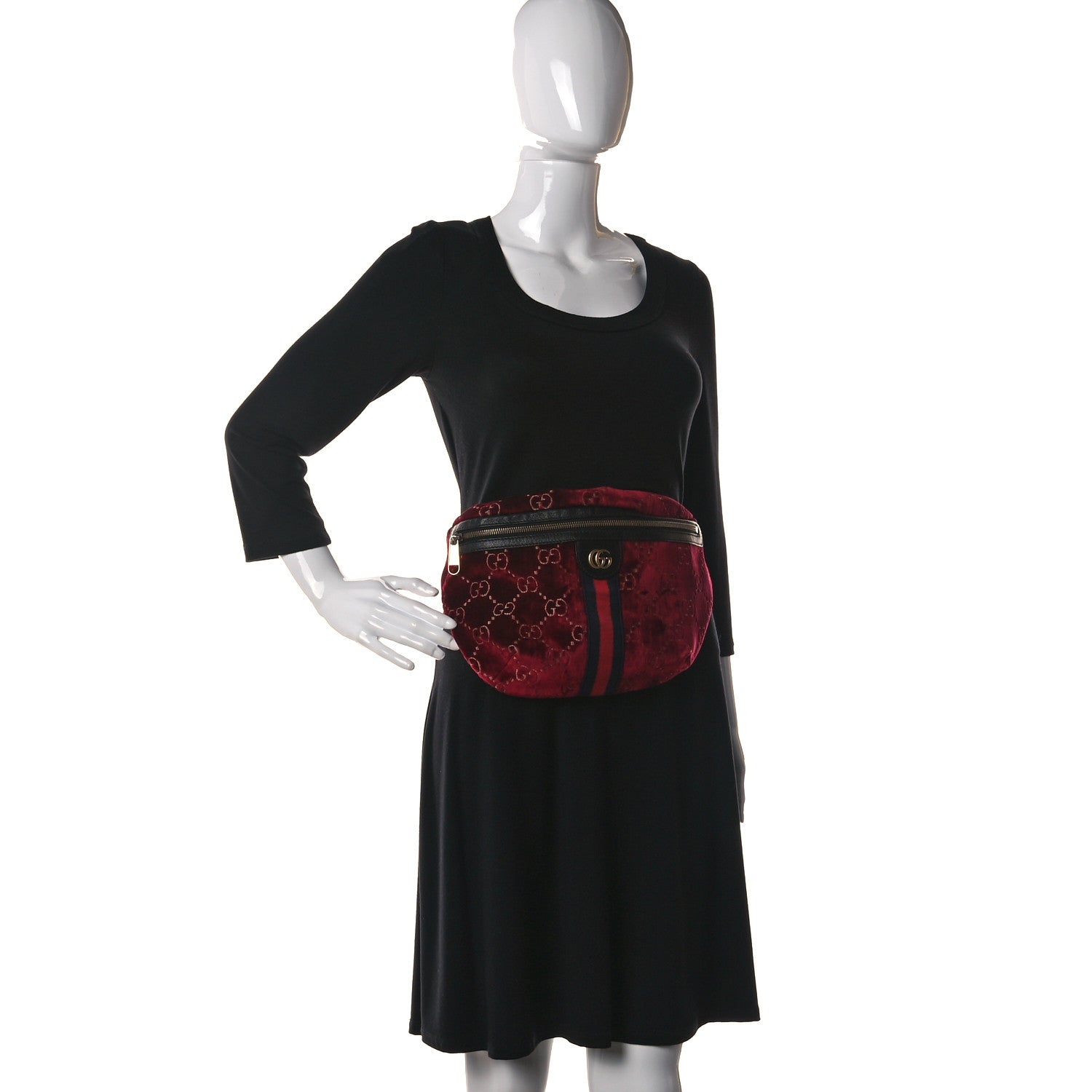 Gucci GG Monogram Velvet Belt Bag Red Cipria 2 of 14