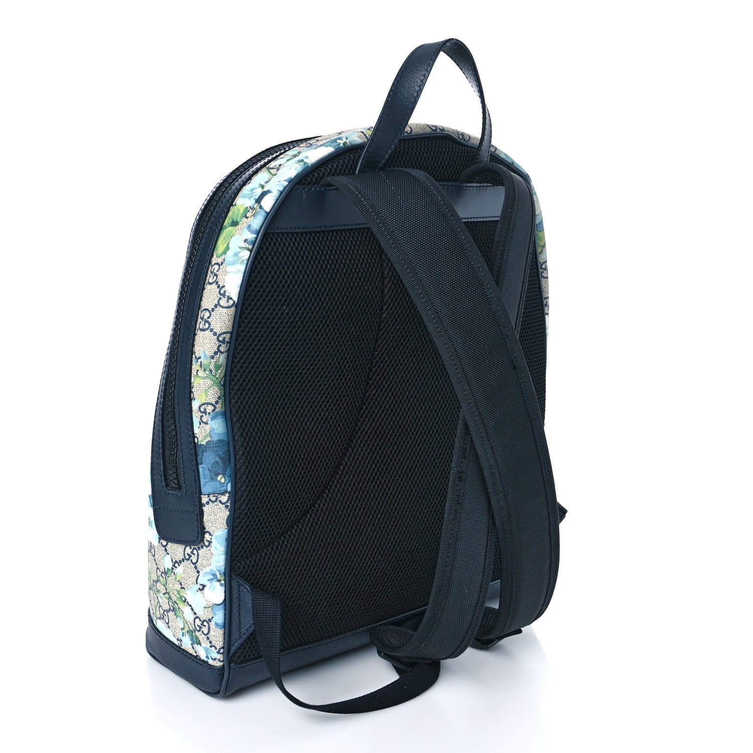 Gucci GG Supreme Monogram Blooms Medium Day Backpack Beige Blue Navy 3 of 9
