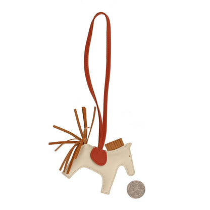 Hermes Milo Lambskin Grigri Rodeo Horse Bag Charm PM Craie Sesame Cornaline 2 of 4