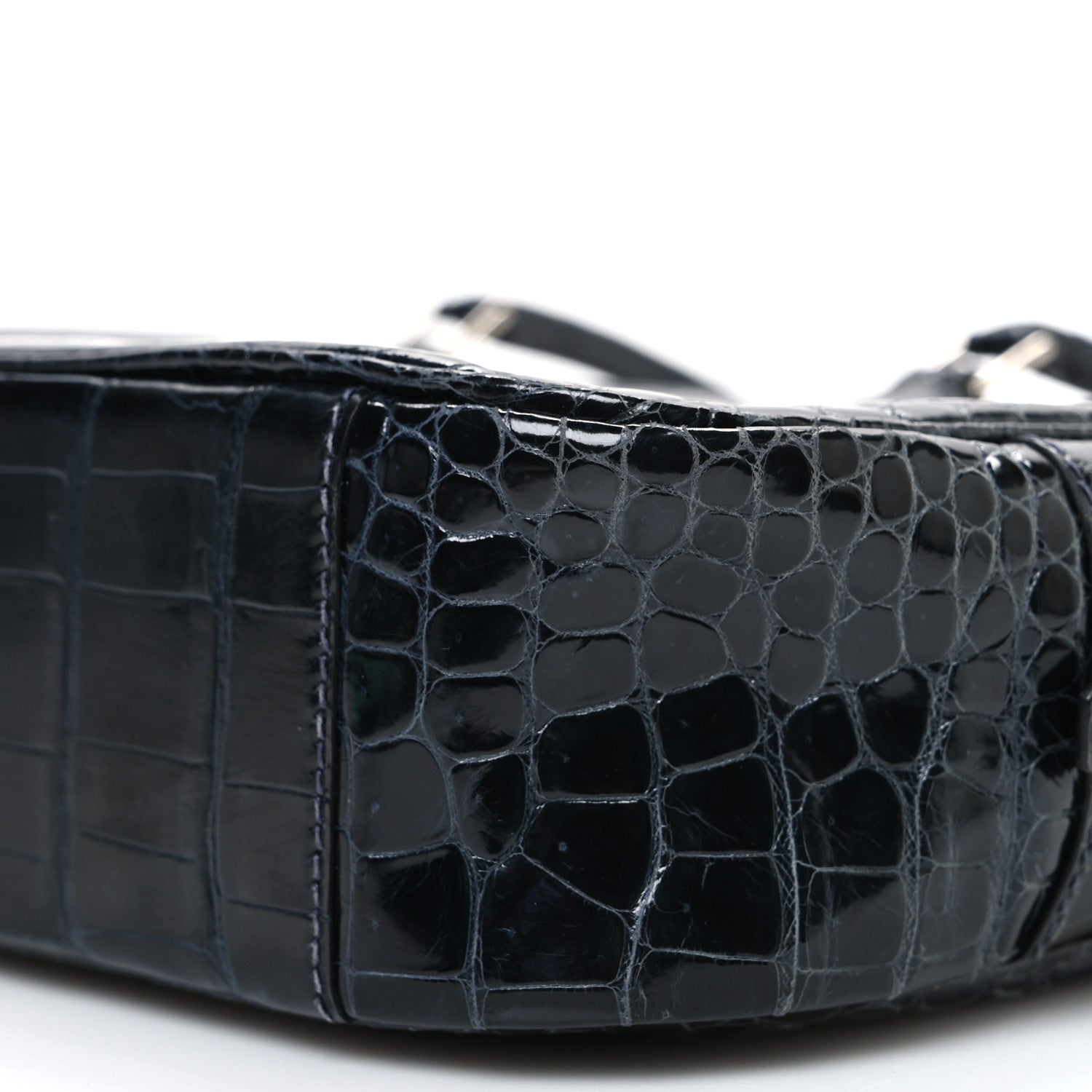 Hermes Shiny Porosus Crocodile Plume Elan 28 Bleu Marine 11 of 11