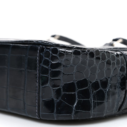 Hermes Shiny Porosus Crocodile Plume Elan 28 Bleu Marine 11 of 11
