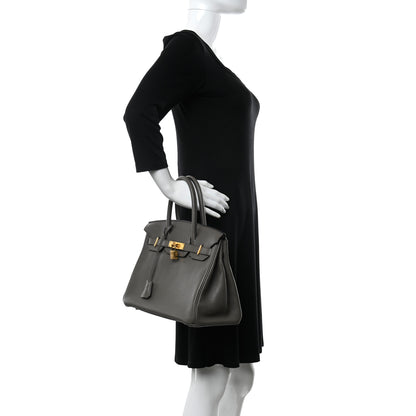Hermes Taurillon Clemence Birkin 30 Etain 2 of 12