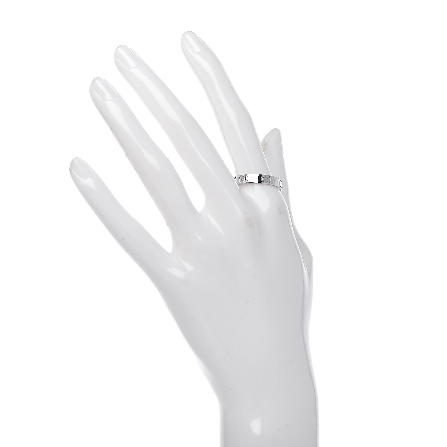 Gucci 18K White Gold 4mm Icon Thin Band Ring 63 10.25 2 of 5