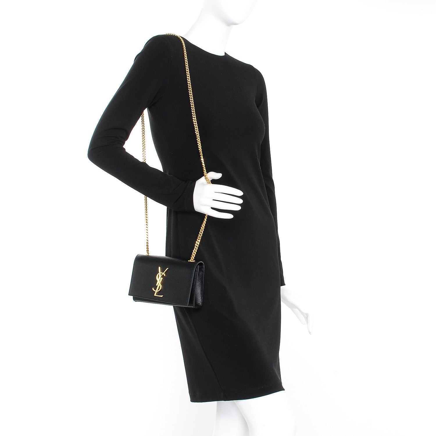 Saint Laurent Grain De Poudre Small Monogram Kate Satchel Black 2 of 7