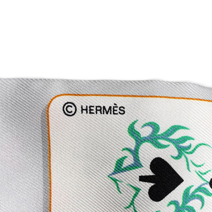 Hermes Silk Jeu de Cartes Twilly Gris Perle Rose Black 4 of 4