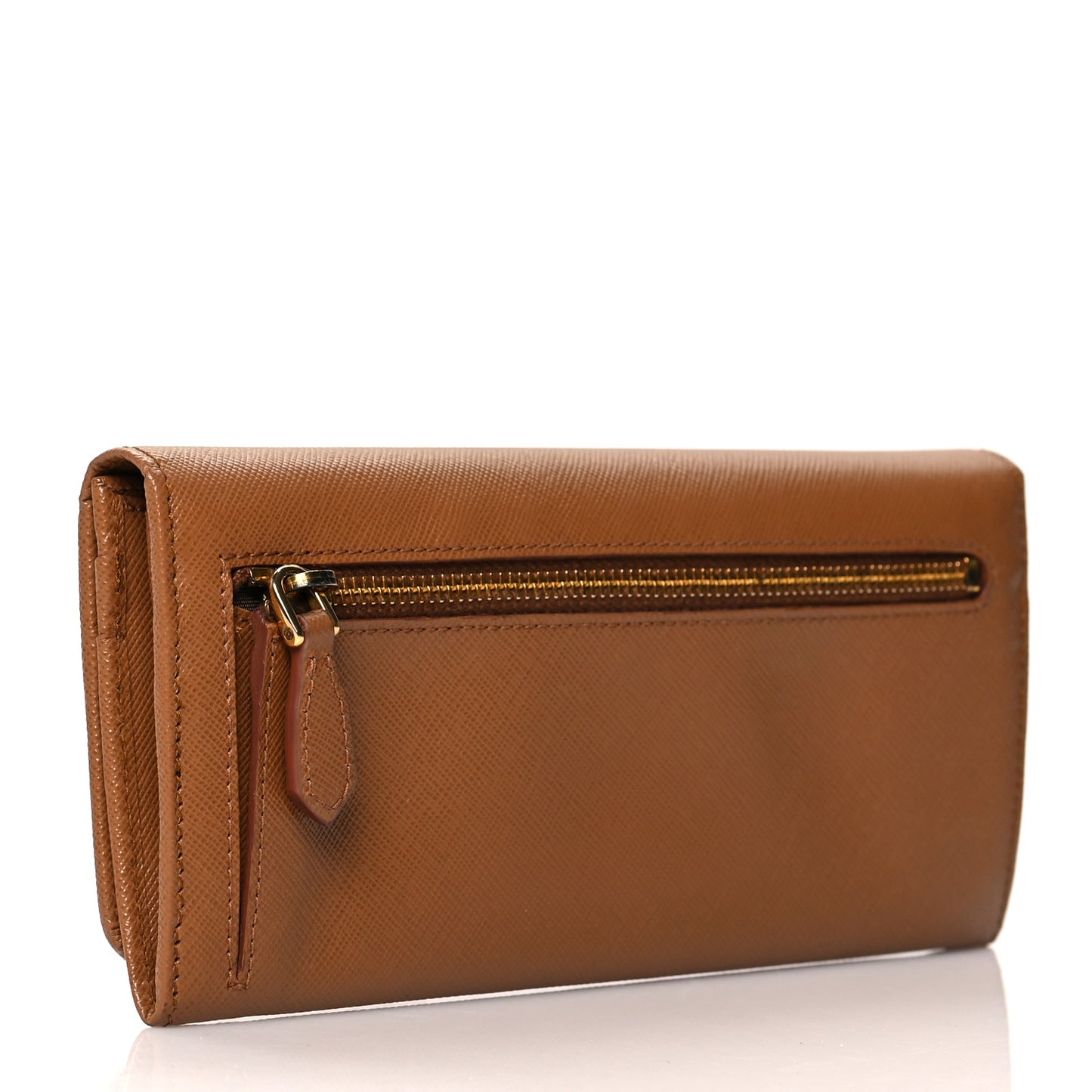 Saffiano Continental Flap Wallet Caramel