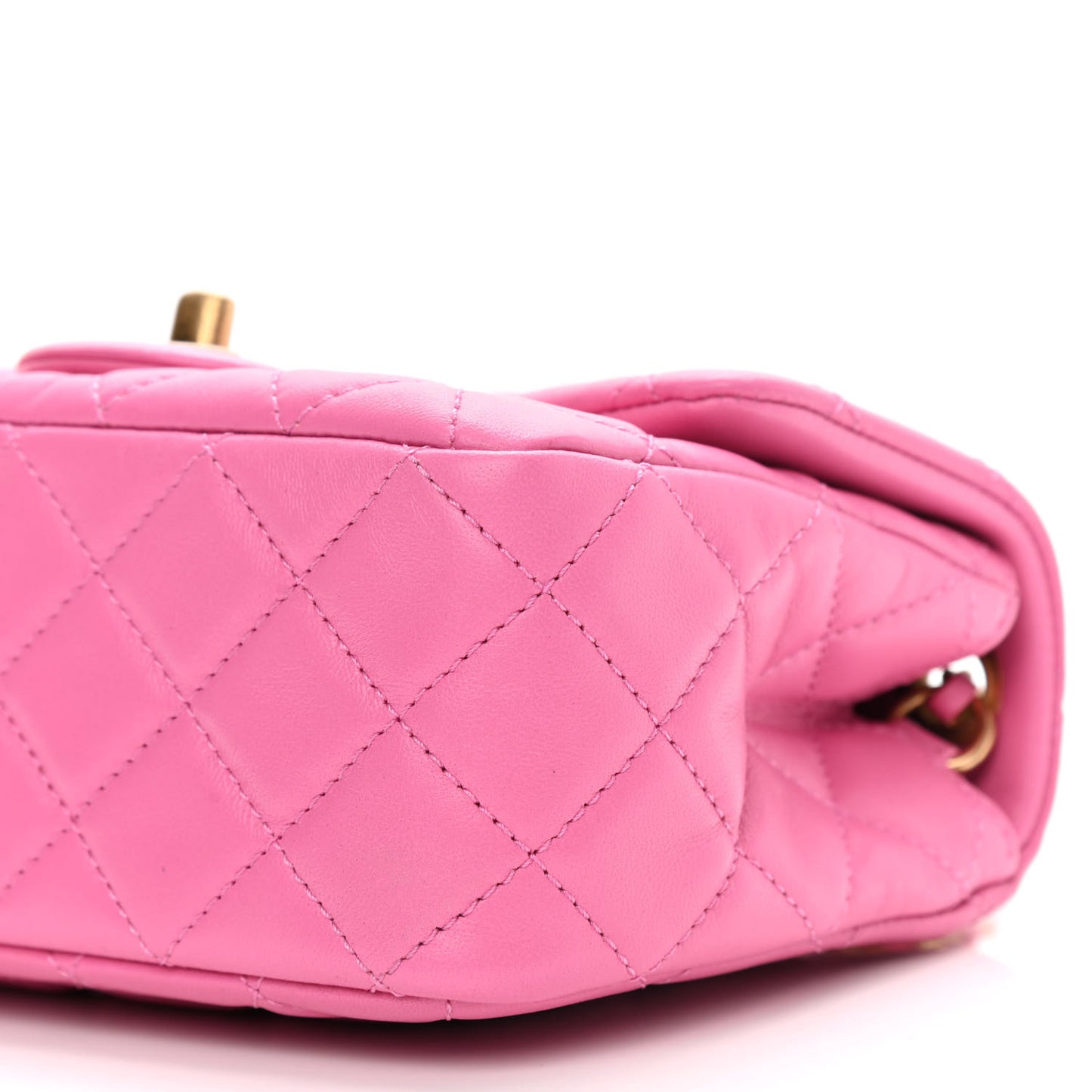 Lambskin Quilted Mini Pearl Crush Flap Pink
