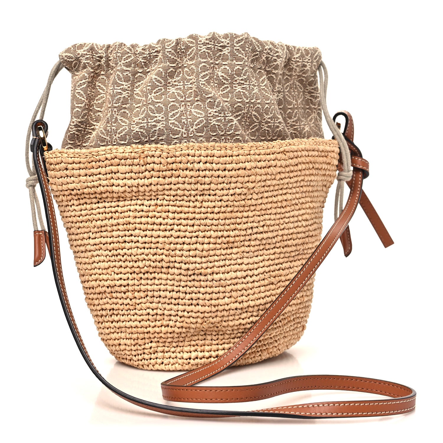 Loewe Calfskin Raffia Anagram Paulas Ibiza Pochette Bag Natural Tan 3 of 10