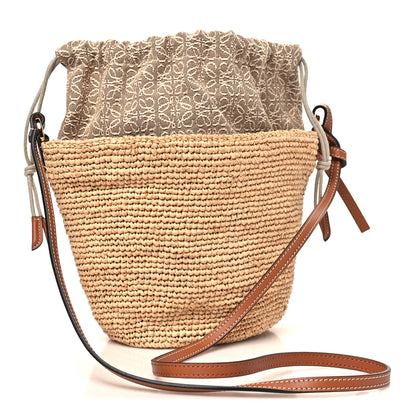 Loewe Calfskin Raffia Anagram Paulas Ibiza Pochette Bag Natural Tan 3 of 10