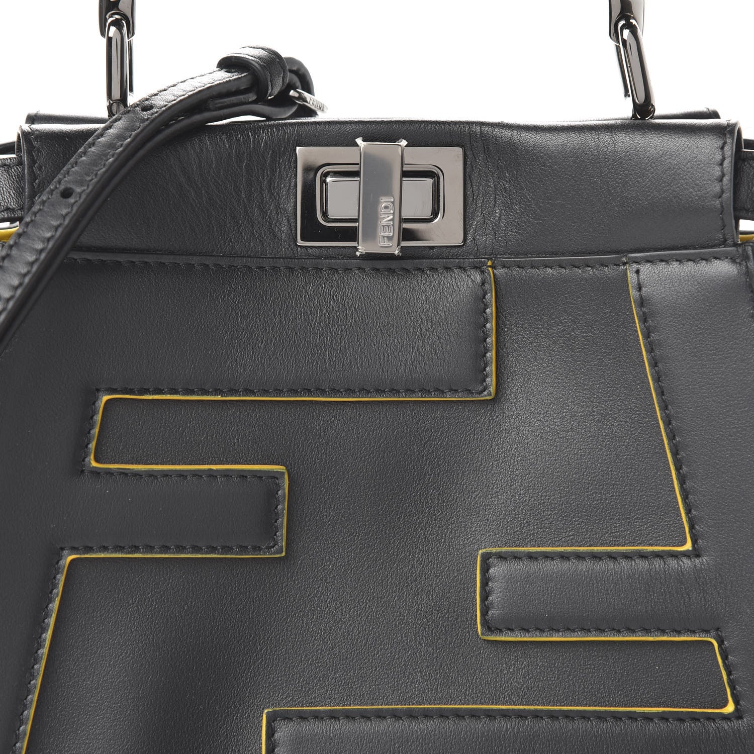 Fendi Nappa FF Mini Peekaboo Iconic Satchel Black 9 of 10