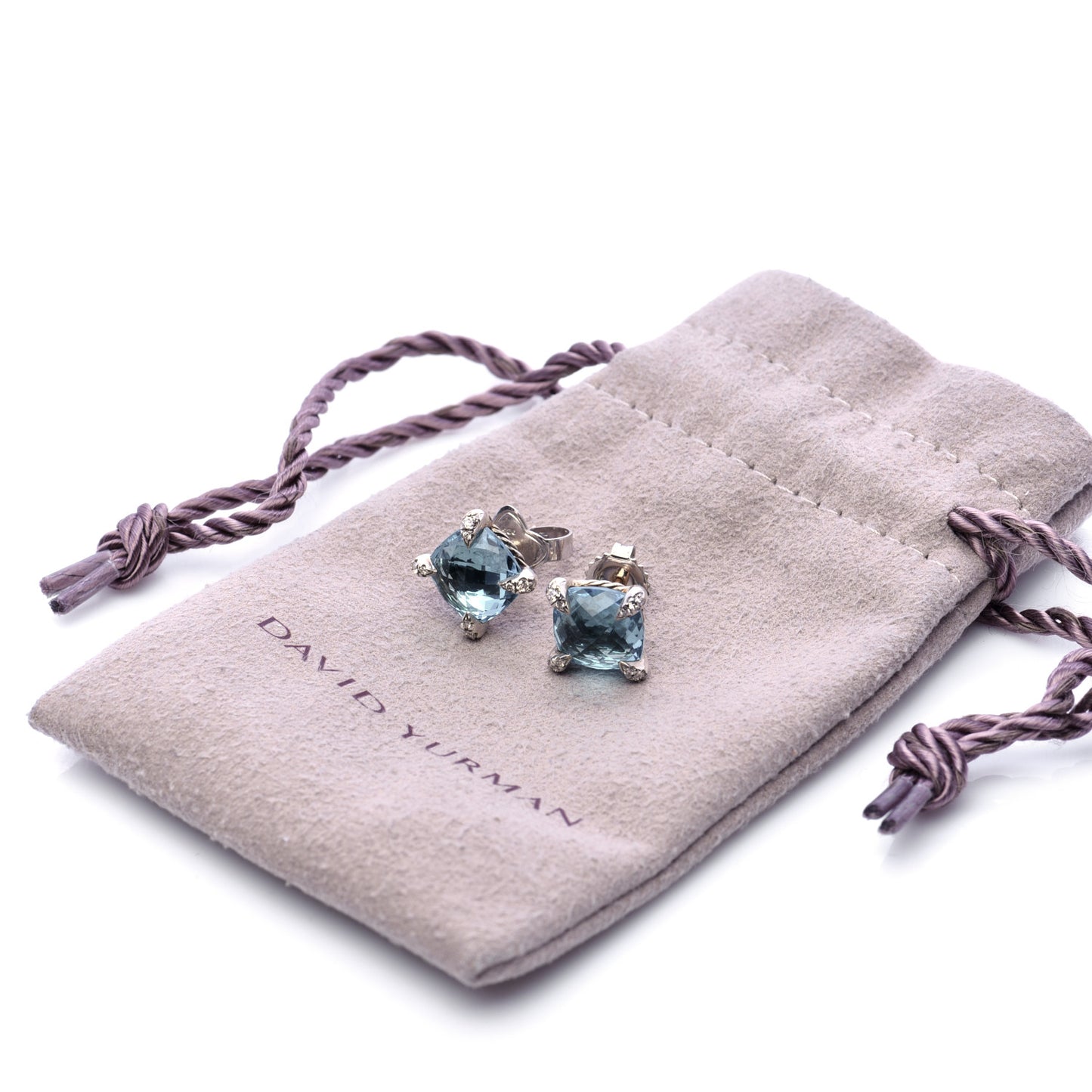 Sterling Silver Diamond Blue Topaz 9mm Chatelaine Earrings