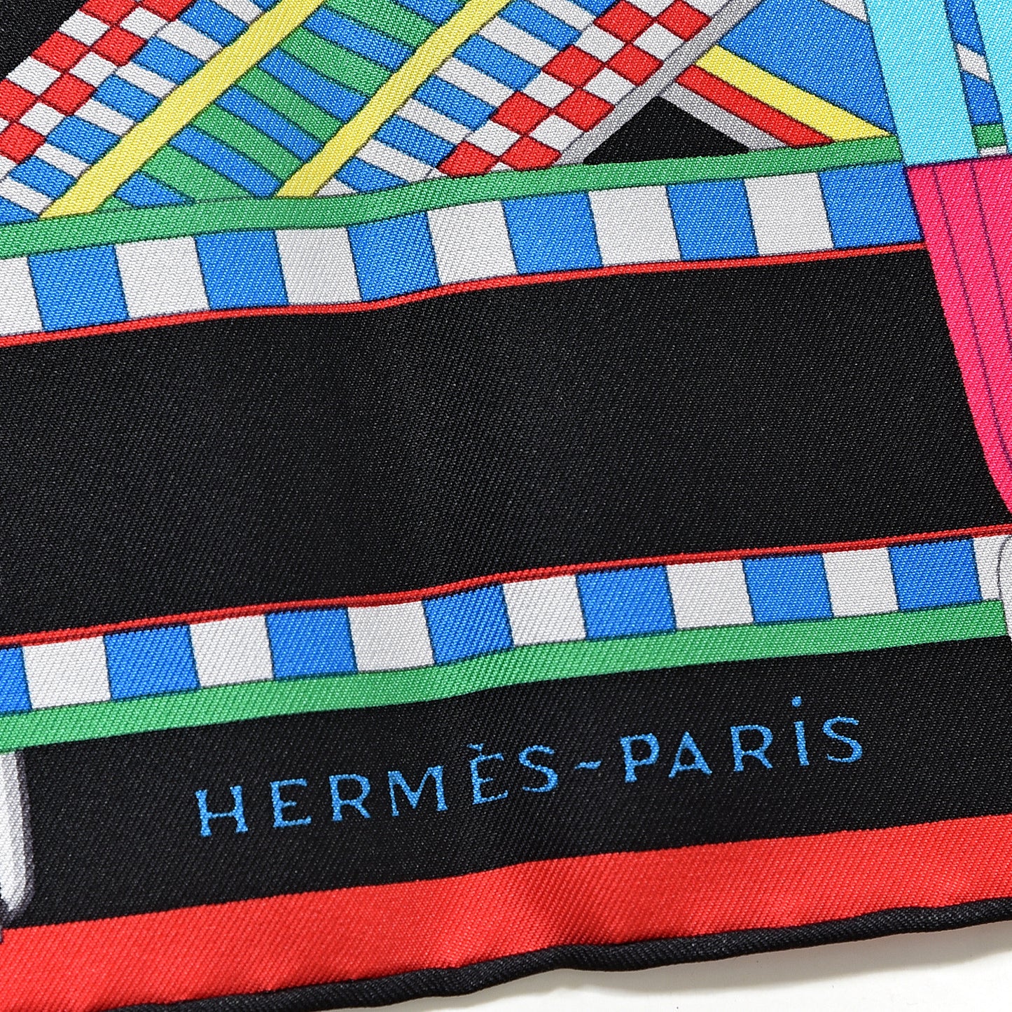 Silk Sangles En Zigzag Scarf 90 Blanc Turquoise Fuchsia