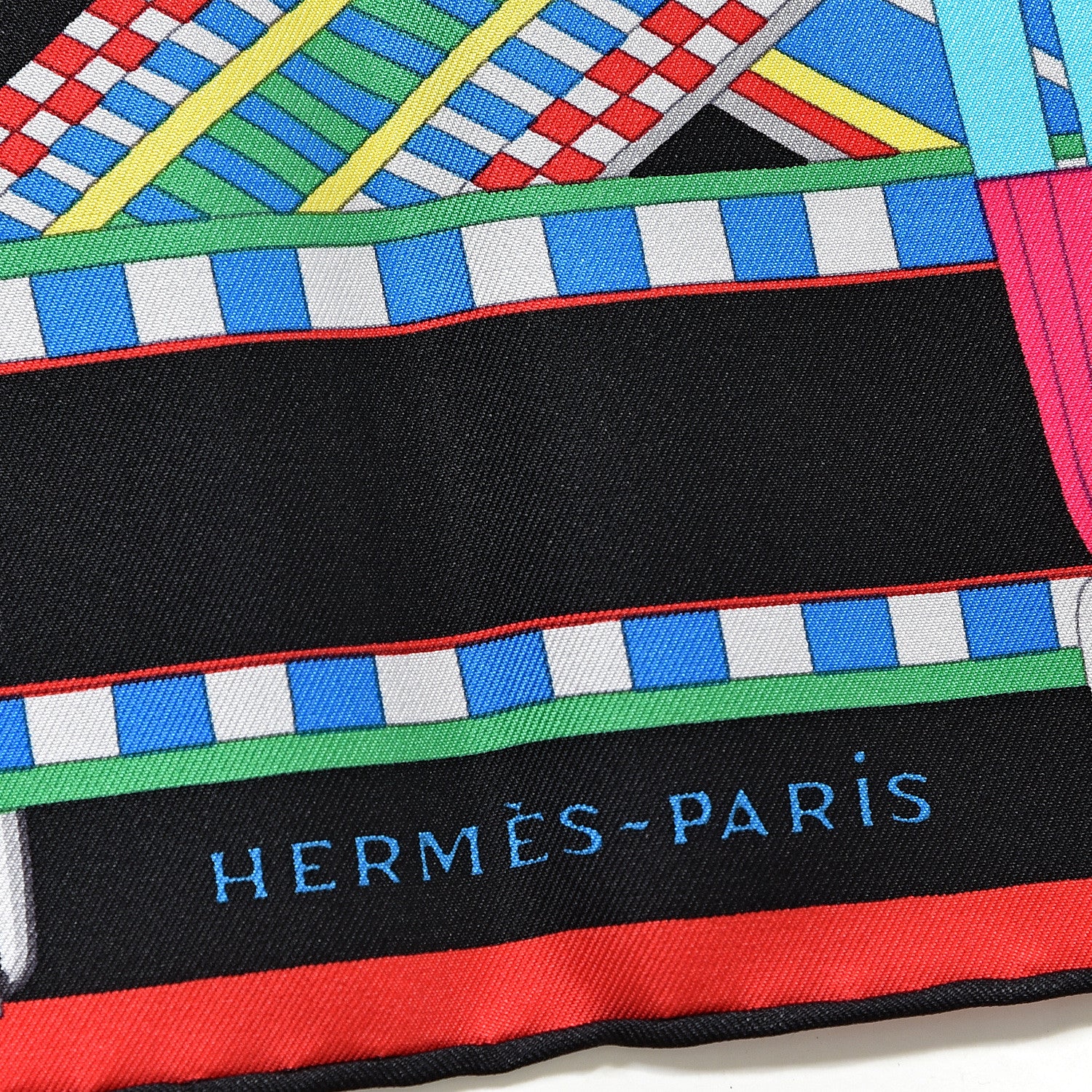 Hermes Silk Sangles En Zigzag Scarf 90 Blanc Turquoise Fuchsia 4 of 6