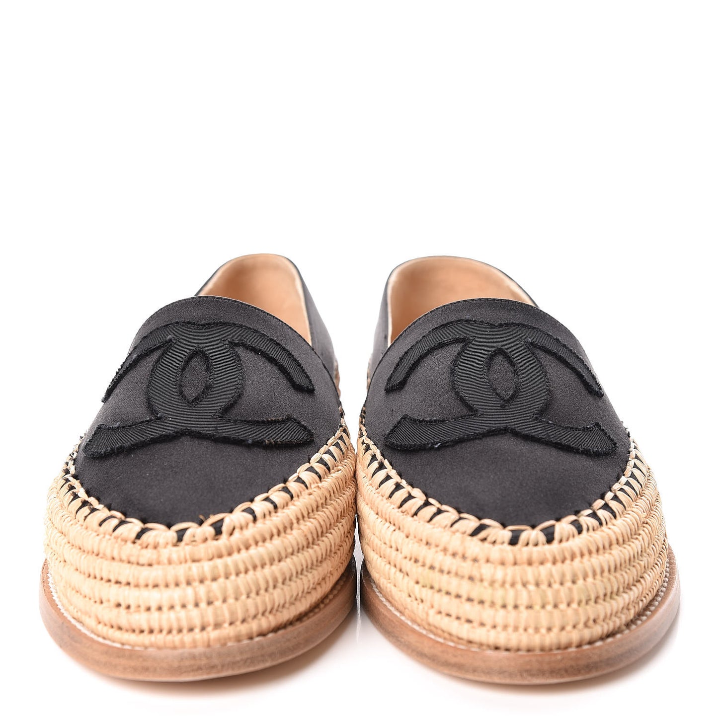 Satin Grosgrain CC Espadrilles 38 Black
