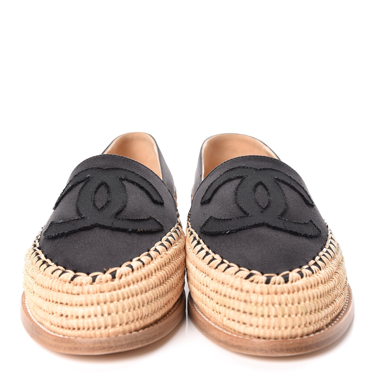 Chanel Satin Grosgrain CC Espadrilles 38 Black 2 of 8