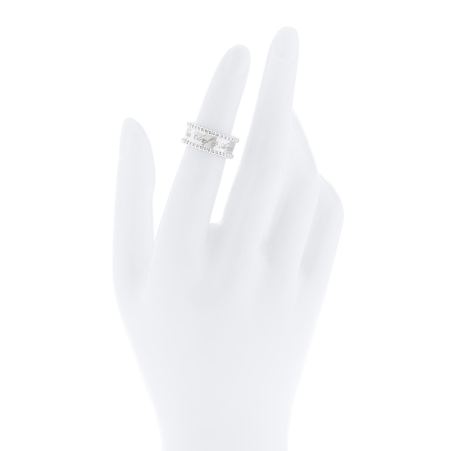 Van Cleef & Arpels 18K White Gold Perlee Signature Ring 47 4.25 2 of 6