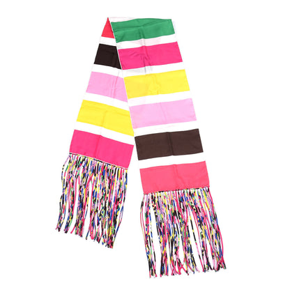 Hermes Silk Striped Fringe Scarf Multicolor 2 of 5