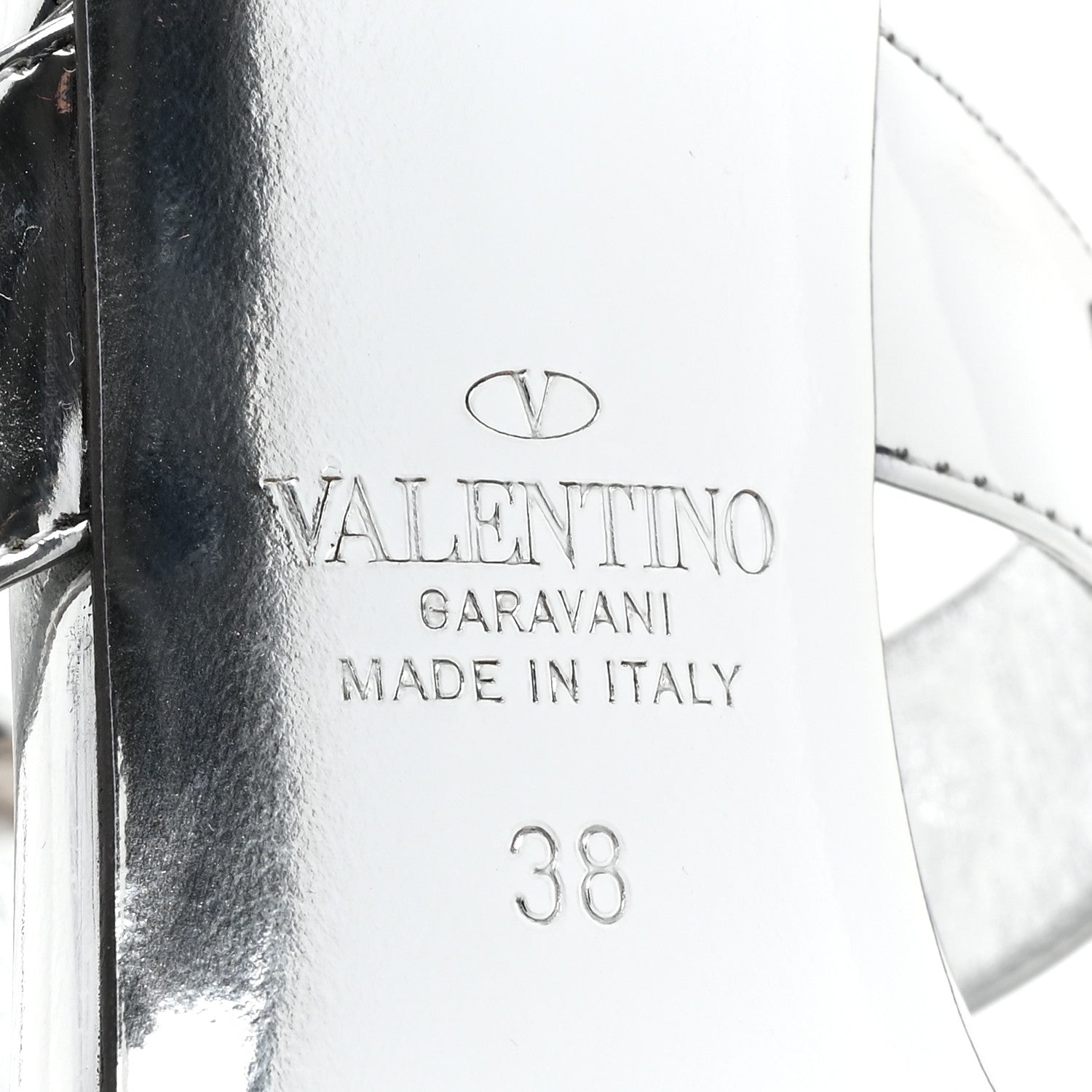 Valentino Garavani Calfskin Monochrome Roman Stud Ankle Strap 80mm Pumps 38 Silver 6 of 10