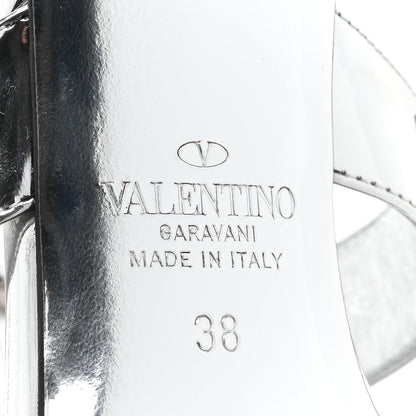 Valentino Garavani Calfskin Monochrome Roman Stud Ankle Strap 80mm Pumps 38 Silver 6 of 10
