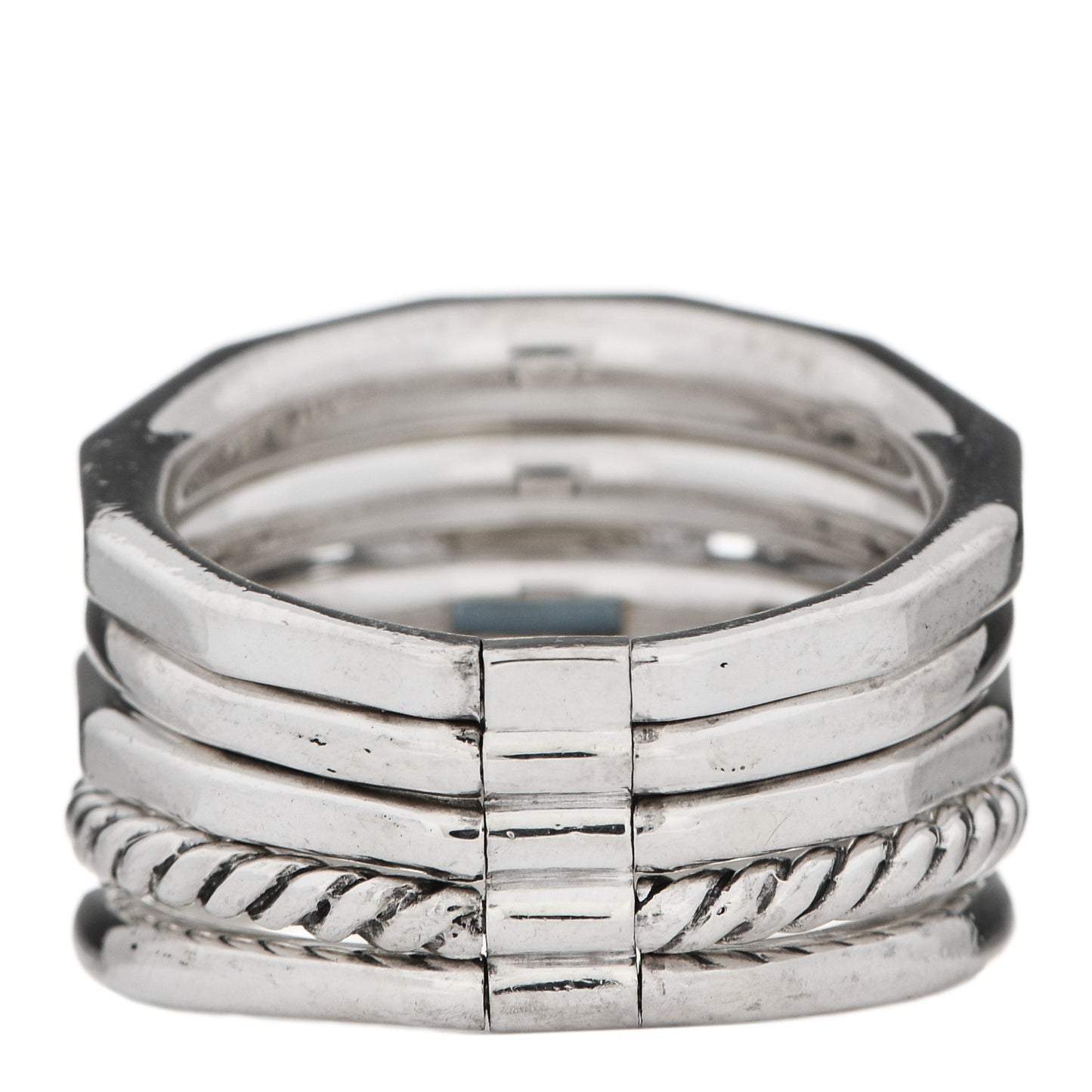 Sterling Silver Diamond Hampton Blue Topaz 15mm Stax Five-Row Ring 54 6.75