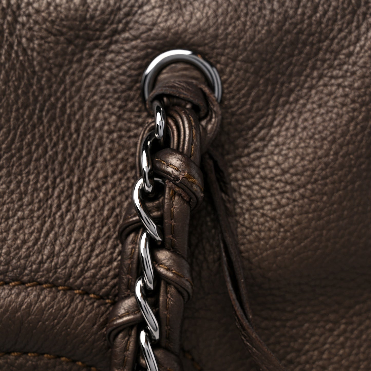 Metallic Deerskin Large Luxe Ligne Bowler Bronze