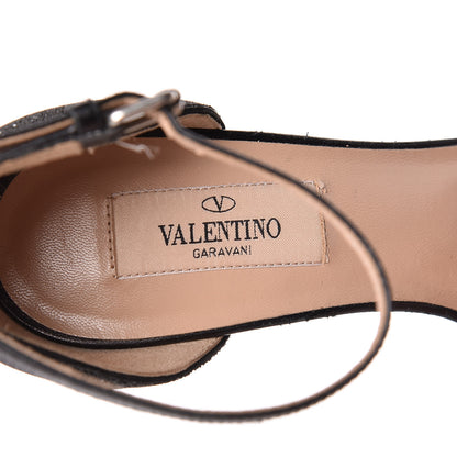 Valentino Garavani Beaded Jewel Embellished Ankle Strap Sandals 37 Black 8 of 21
