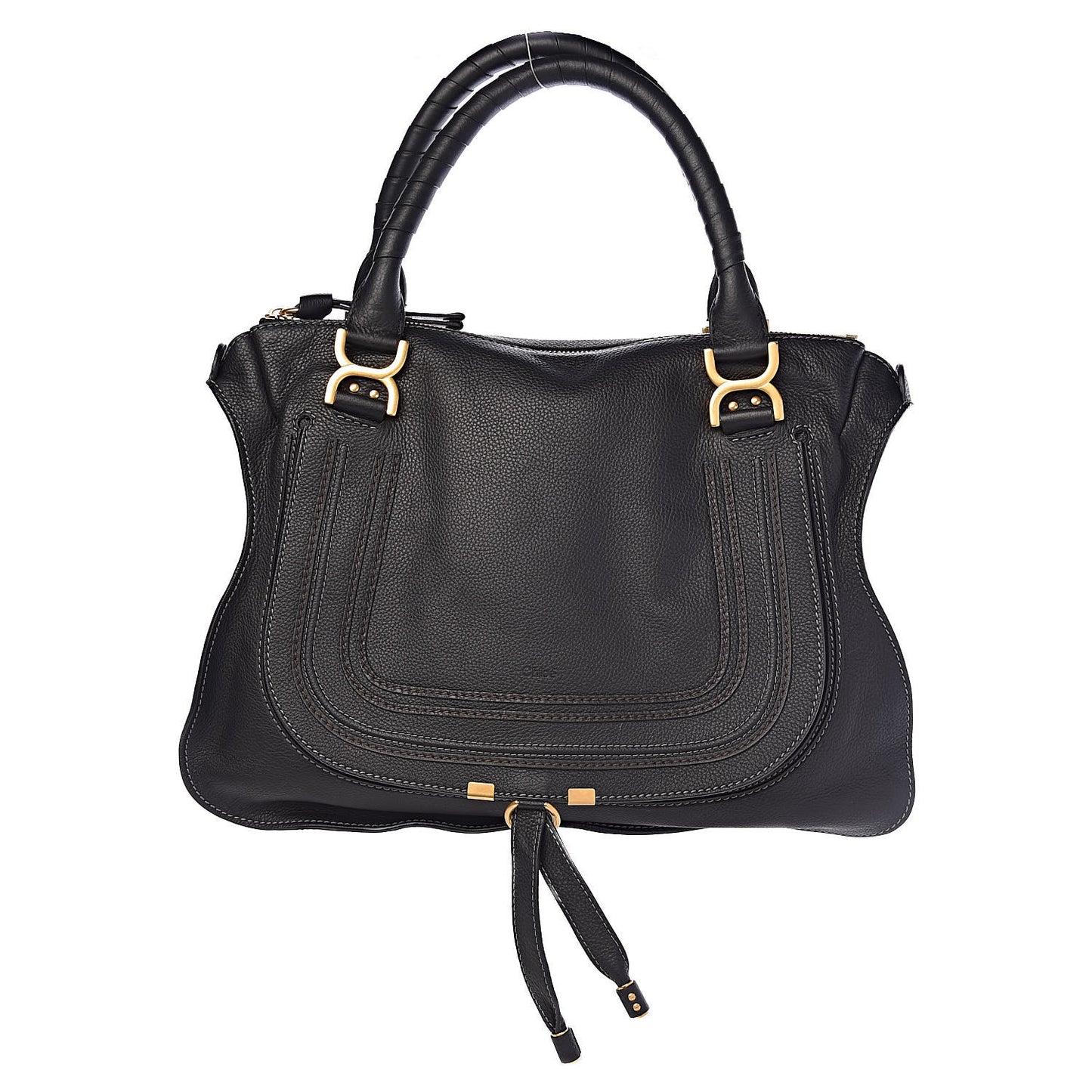 Calfskin Large Marcie Satchel Black