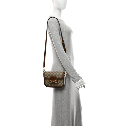 Gucci GG Supreme Monogram Web Mini Horsebit 1955 Shoulder Bag Beige Brown Sugar 2 of 12