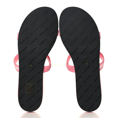Balenciaga Calfskin Round Logo Flat Sandal 38.5 Sweet Pink White 5 of 7
