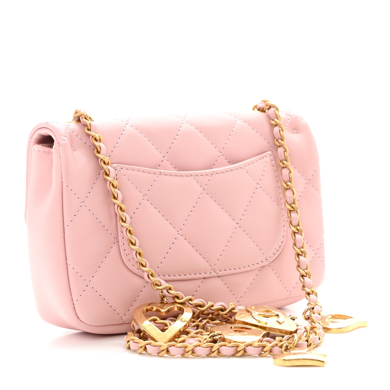 Chanel Lambskin Quilted Mini Heart Charms Flap Light Pink 3 of 10