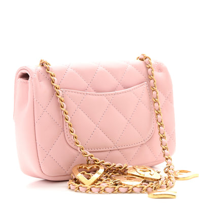 Chanel Lambskin Quilted Mini Heart Charms Flap Light Pink 3 of 10