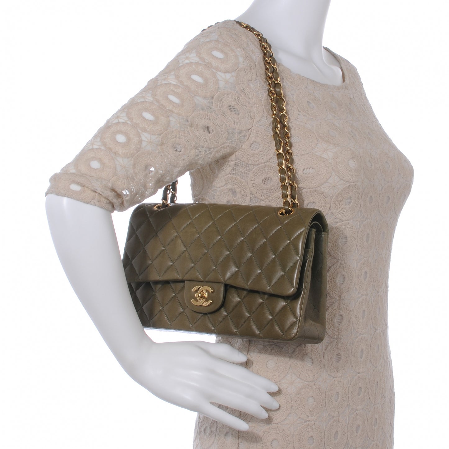 Lambskin Medium Double Flap Green